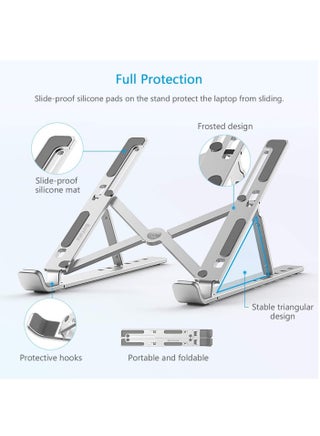 Laptop Stand for Desk Adjustable Laptop Riser ABS+Silicone Foldable Portable Laptop Holder Ventilated Cooling Notebook Stand for MacBook Pro Air Lenovo Dell HP Laptops and Tablet - view 2