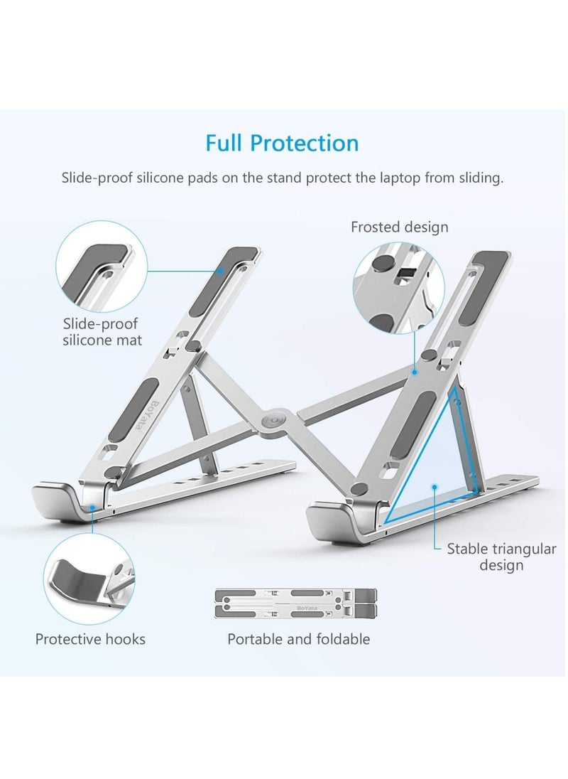 SKY-TOUCH Laptop Stand for Desk Adjustable Laptop Riser ABS+Silicone Foldable Portable Laptop Holder Ventilated Cooling Notebook Stand for MacBook Pro Air Lenovo Dell HP Laptops and Tablet  - Image 2