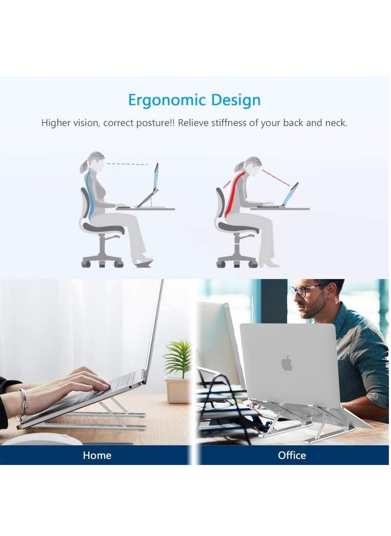 SKY-TOUCH Laptop Stand for Desk Adjustable Laptop Riser ABS+Silicone Foldable Portable Laptop Holder Ventilated Cooling Notebook Stand for MacBook Pro Air Lenovo Dell HP Laptops and Tablet  - Image 3