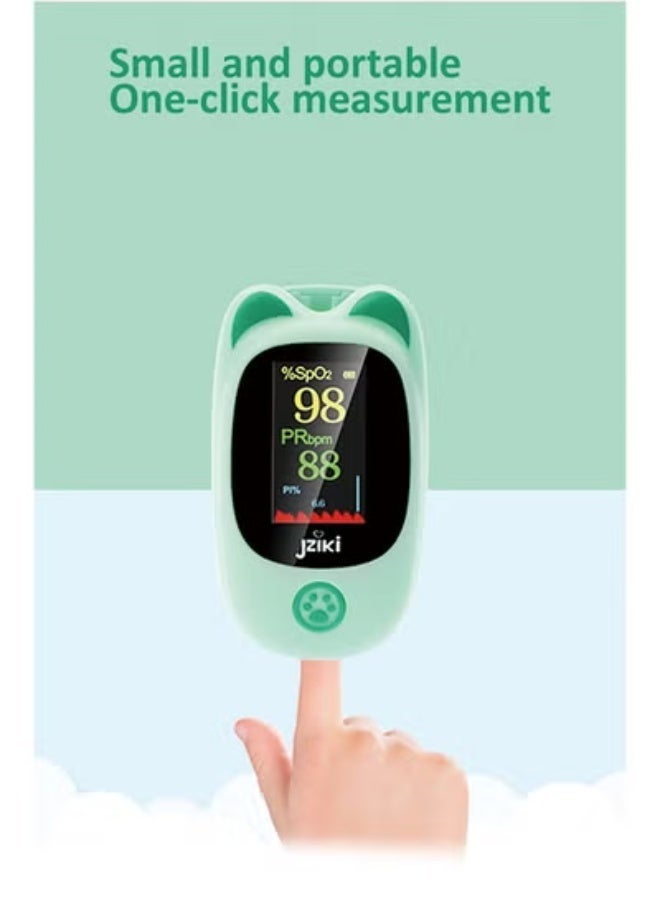 JZIKI Children's Pulse Oximeter - Fingertip Blood Oxygen Monitor,Green - Image 2