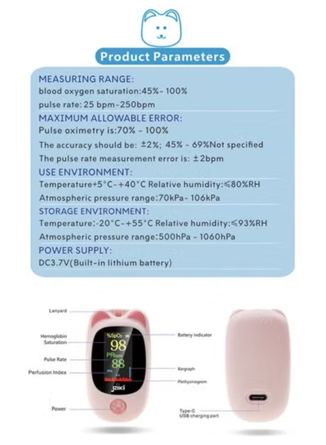 JZIKI Children's Pulse Oximeter - Fingertip Blood Oxygen Monitor,Green - Image 3