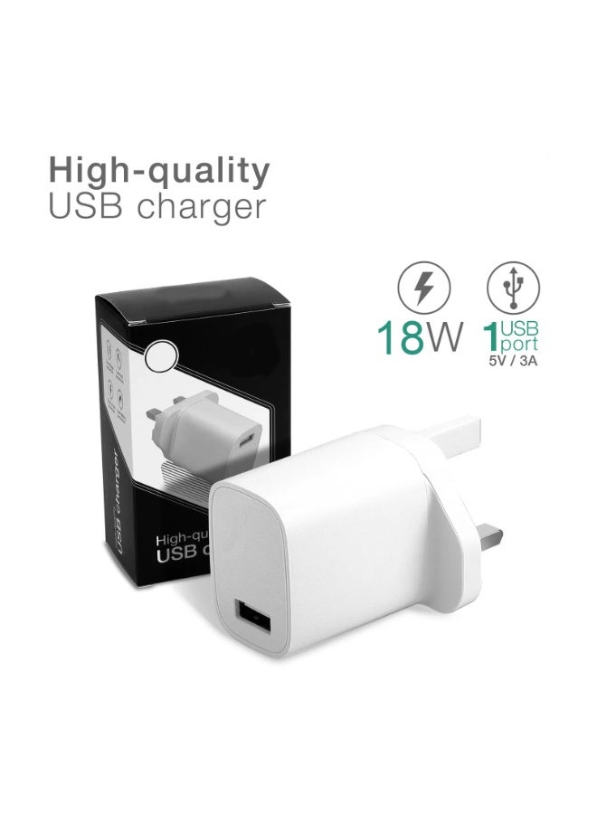 AMROAH 1 Port USB Charger 5V 3A 18W Charging Mains Wall USB Adapter Outlet Socket 100V-240V for Mobile Phone, Tablet, Speakers, Powerbank - Image 2