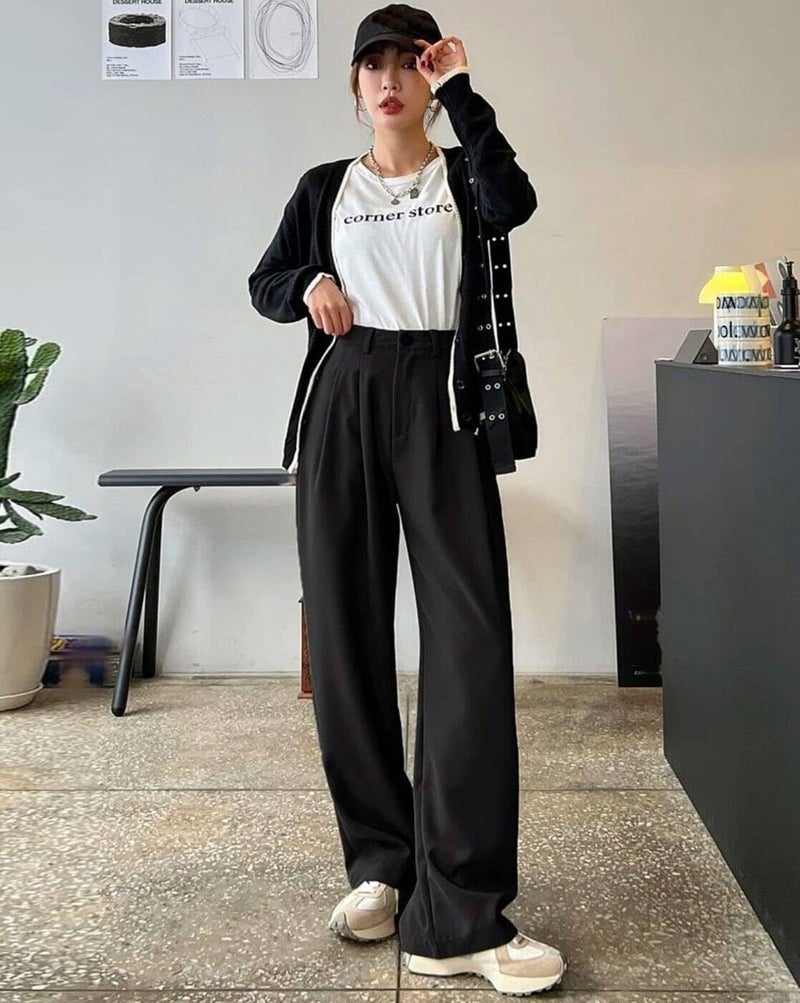 Toochki Trousers for Woman Pants Women's Formal Office Korean | Black Track Pant | Straight | Cotton Spandex Stretchable Trouser | High-Waisted Bottom Wear - Image 4