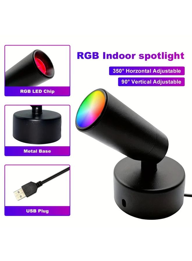 Full Metal RGB Spotlight USB Decorative Lamp Black Adjustable Brightness - Image 2