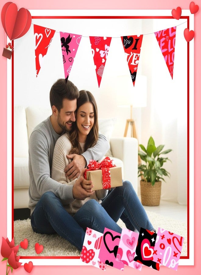 Tegeme 40 Pcs Valentine's Day Quilting Fabric Roll Cotton Red Pink Heart Romantic Quilting Patchwork 2.6 Inch Precut Patchwork Roll Decorative Sewing DIY Crafts for Valentine's Wedding (Classic) - Image 5