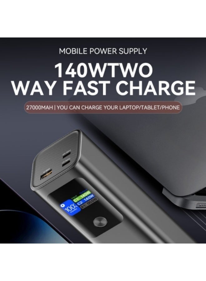 Domars Laptop Power Bank, 27,000mAh Portable Charger with 140W Fast Charging Fast Charger Portable Charger PD 3.1, with LED Display USB C Battery Pack Charger Portable SOS/Strobe/Strong Flashlights for Outdoor Camping Travel - Image 2