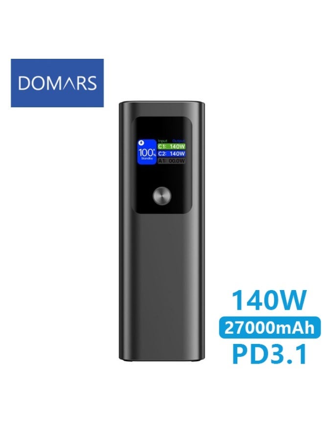 Domars Laptop Power Bank, 27,000mAh Portable Charger with 140W Fast Charging Fast Charger Portable Charger PD 3.1, with LED Display USB C Battery Pack Charger Portable SOS/Strobe/Strong Flashlights for Outdoor Camping Travel - Image 1