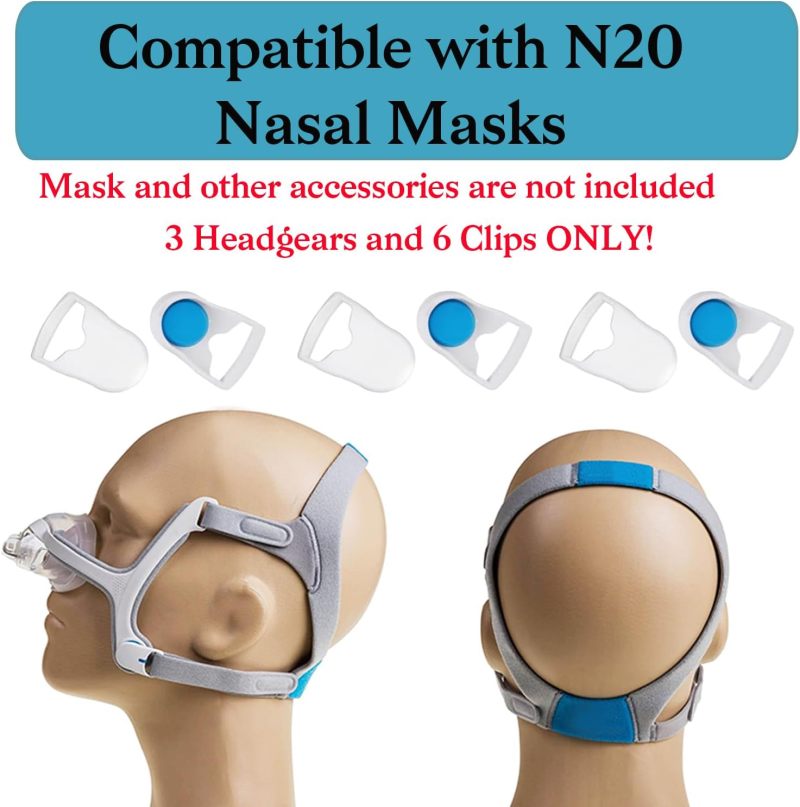 حزام رأس بديل لقناع CPAP لجهاز ResMed AirFit N20 - أشرطة رأس CPAP زرقاء لملحقات قناع انقطاع التنفس أثناء النوم - Image 2