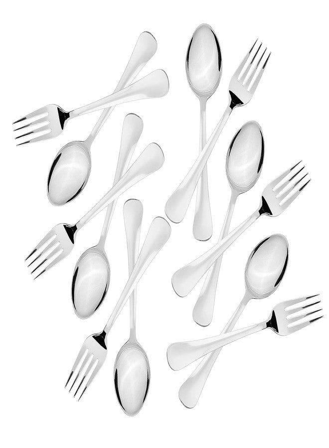 PUTHAK Stainless Steel Heavy Gauge Spoon and Fork Set of 12 Pc (Dessert/Table Spoon 6 Pc (15.6cm L), Dessert/Table Fork 6 Pc (16cm L))– (1.6mm Thick) - Image 4
