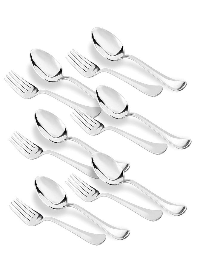 PUTHAK Stainless Steel Heavy Gauge Spoon and Fork Set of 12 Pc (Dessert/Table Spoon 6 Pc (15.6cm L), Dessert/Table Fork 6 Pc (16cm L))– (1.6mm Thick) - Image 1
