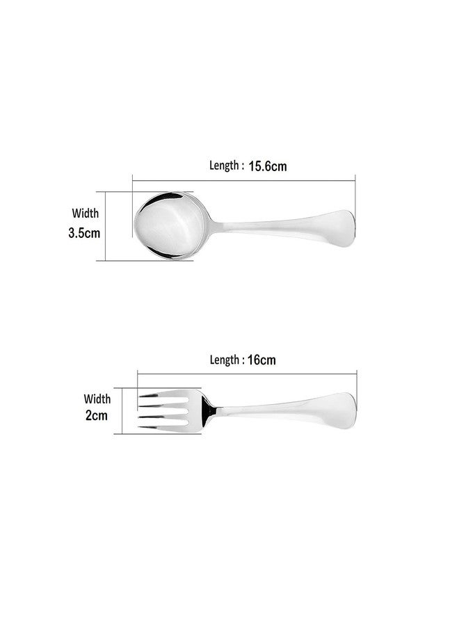 PUTHAK Stainless Steel Heavy Gauge Spoon and Fork Set of 12 Pc (Dessert/Table Spoon 6 Pc (15.6cm L), Dessert/Table Fork 6 Pc (16cm L))– (1.6mm Thick) - Image 2