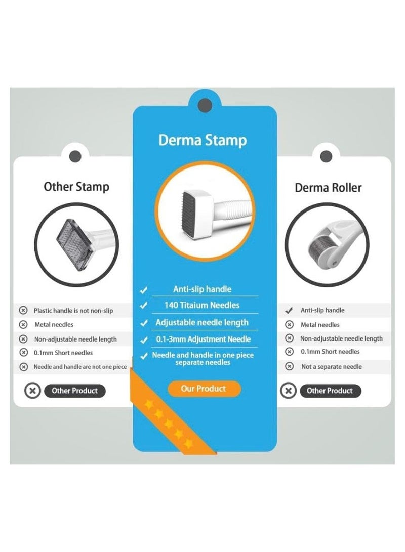 ختم ديرما ستامب 140 من التيتانيوم قابل للتعديل من سي 5 ايه قلم ميكرونيدل للجسم والشعر واللحية للعناية بالبشرة دكتور بيوتي للرجال والنساء للاستخدام المنزلي أبيض - Image 2