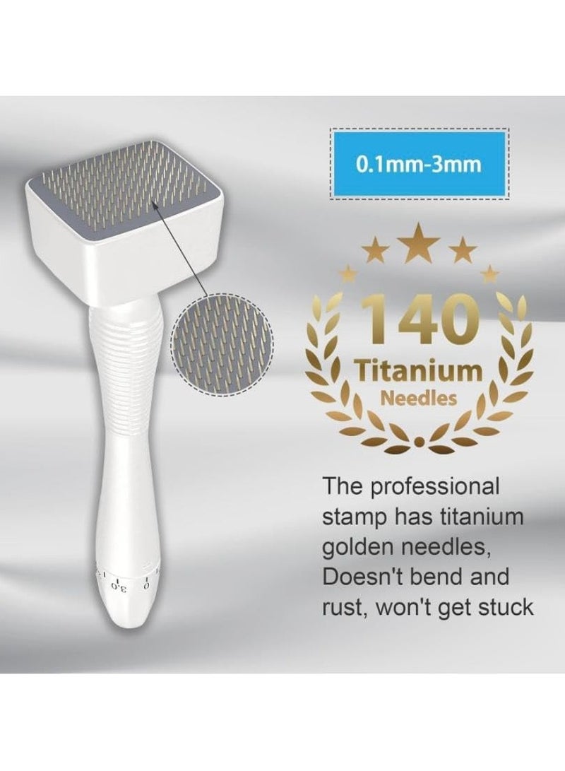 ختم ديرما ستامب 140 من التيتانيوم قابل للتعديل من سي 5 ايه قلم ميكرونيدل للجسم والشعر واللحية للعناية بالبشرة دكتور بيوتي للرجال والنساء للاستخدام المنزلي أبيض - Image 3