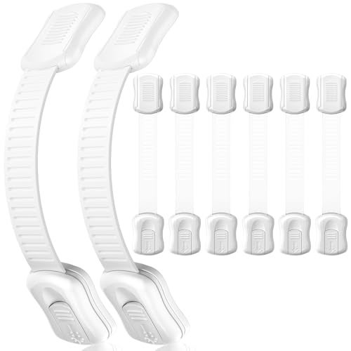 Syican 8Pack Cabinet Locks Baby Proofing Syican Child Proof Drawer Locks MultiPurpose for Drawers Fridge Toilet Seat Trash Can Ideal Stocking Stuffers White - Image 1