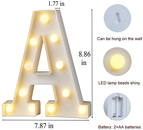 House Of Queens Marquee Letter Lights Sign Light Up Alphabet Letters for Wedding Birthday Party Christmas Home Bar Decoration Warm White AlphabetA - Image 2