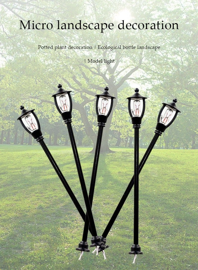 20 Pcs Miniature Street Light Model，Building Model，Circular Single Headed Courtyard Light，Sand Table，Street Lamp Ornament，7cm Height，Black  - Image 2