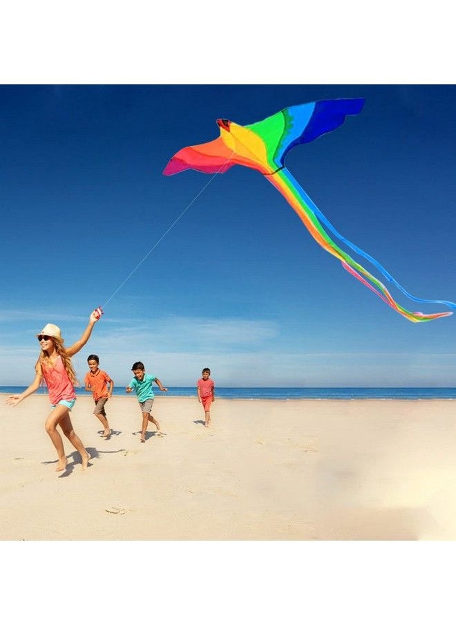 Strong Phoenix For Kids & Adults With Long Colorful Tail!Huge Beginner Colorful Rainbow Bird Phoenix Kites 74 Inch Come With String And Handle