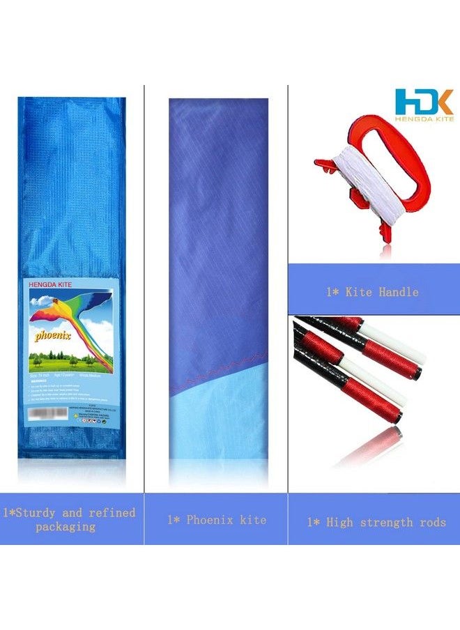 Hengda Kite Strong Phoenix For Kids & Adults With Long Colorful Tail!Huge Beginner Colorful Rainbow Bird Phoenix Kites 74 Inch Come With String And Handle  - Image 3