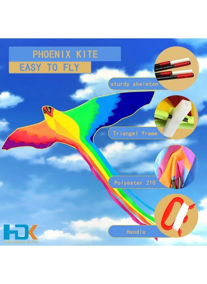 Hengda Kite Strong Phoenix For Kids & Adults With Long Colorful Tail!Huge Beginner Colorful Rainbow Bird Phoenix Kites 74 Inch Come With String And Handle  - Image 4