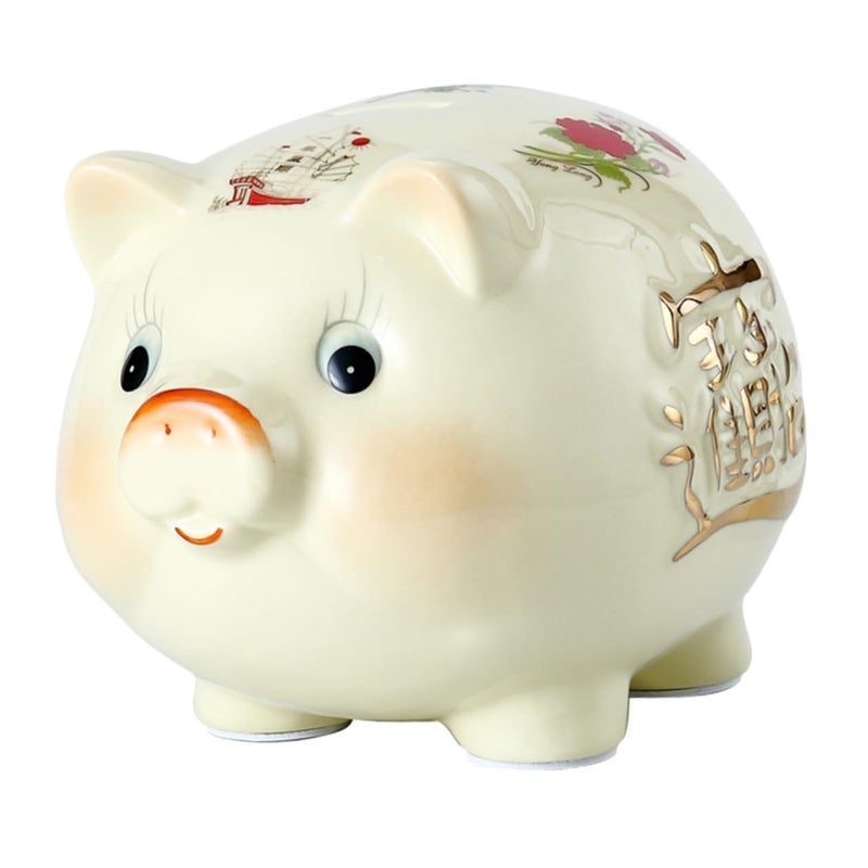Ceramic Piggy Bank Coin Jar Decorative Money Box For Adults Kids - Image 2