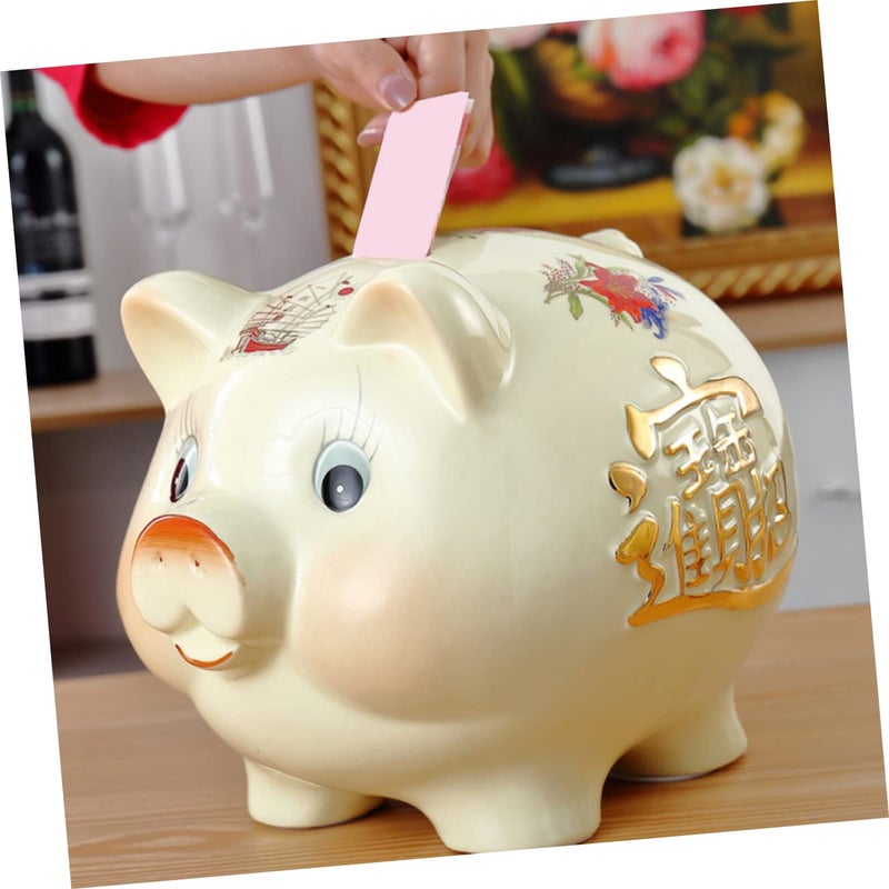 Ceramic Piggy Bank Coin Jar Decorative Money Box For Adults Kids - Image 4