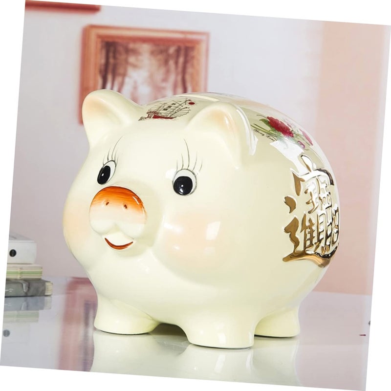 Ceramic Piggy Bank Coin Jar Decorative Money Box For Adults Kids - Image 3