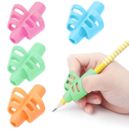 BUSHIBU Pencil Grips for Kids Handwriting, 4 Pcs Toddler Pencil Grippers, Pen Grips Trainer for Beginners Preschoolers Kindergarten Children - Image 1