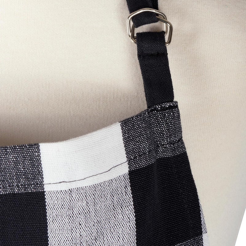 Unisex Buffalo Check Kitchen Collection, Classic Farmhouse Chef Apron, One Size, Black & White - Image 1