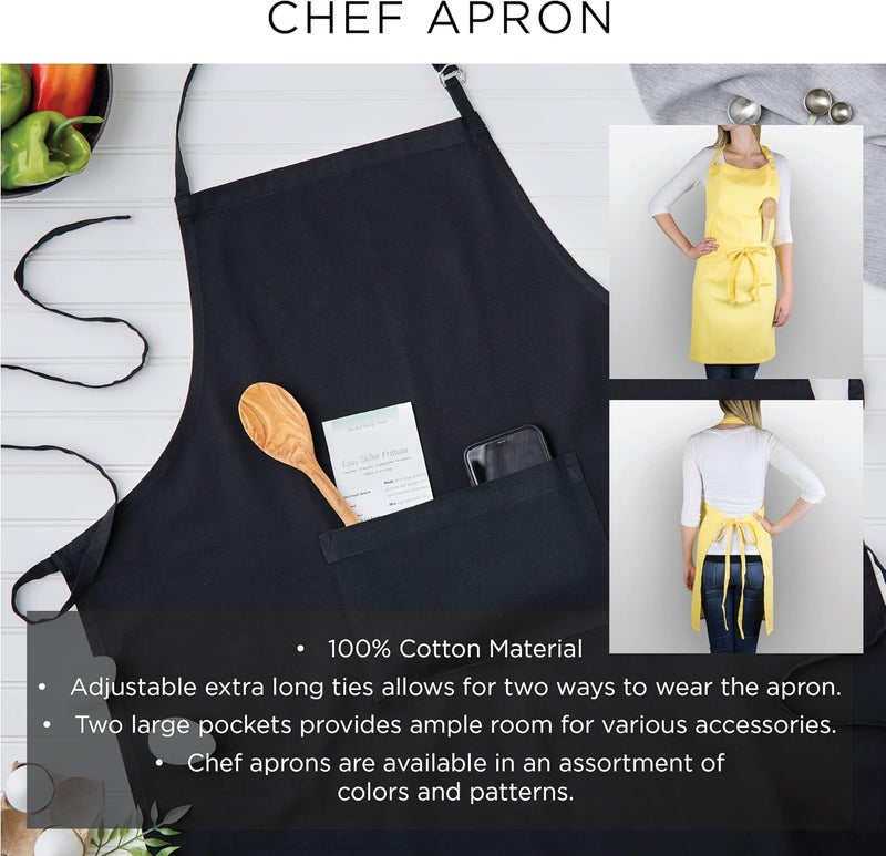 Unisex Buffalo Check Kitchen Collection, Classic Farmhouse Chef Apron, One Size, Black & White - Image 3