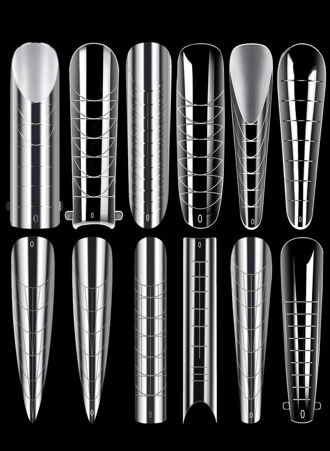 BOMOQING 288PCS Nail Forms & Molds for French Nails, Acrylic Nail Tips, 96PCS Duet System Dual Forms Sticker Silicone Reusable Pads, 4 Styles 12 Sizes Scale for Manicure Extension - Image 2