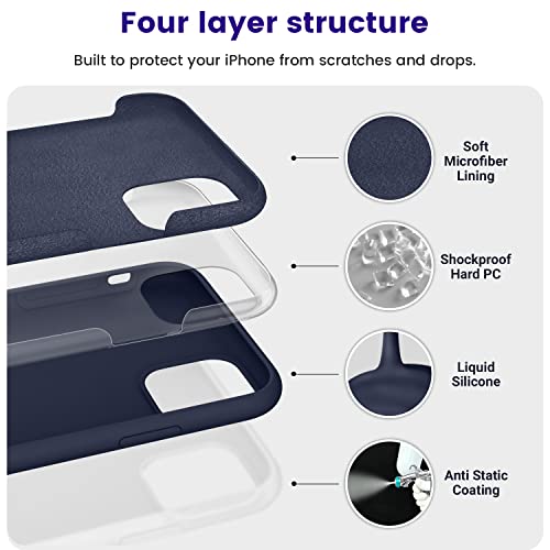 OTOFLY Compatible with iPhone 11 Pro Max CaseUltra Slim Fit iPhone Case Liquid Silicone Gel Cover with Full Body Protection AntiScratch Shockproof Case Midnight Blue - Image 3