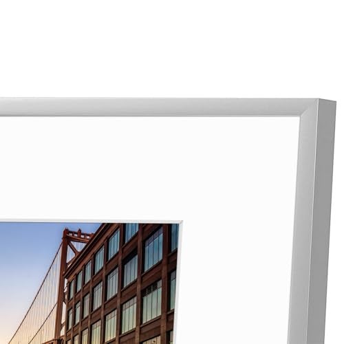 Frametory, 12x12 Aluminum Picture Frame - 12 x 12 Silver Frame with Removable Mat for 8 x 8 Photo - 12 by 12 Durable Metal Frame with Real Glass - Sawtooth Hanger for Easy Wall Display - 1 Pack - Image 4