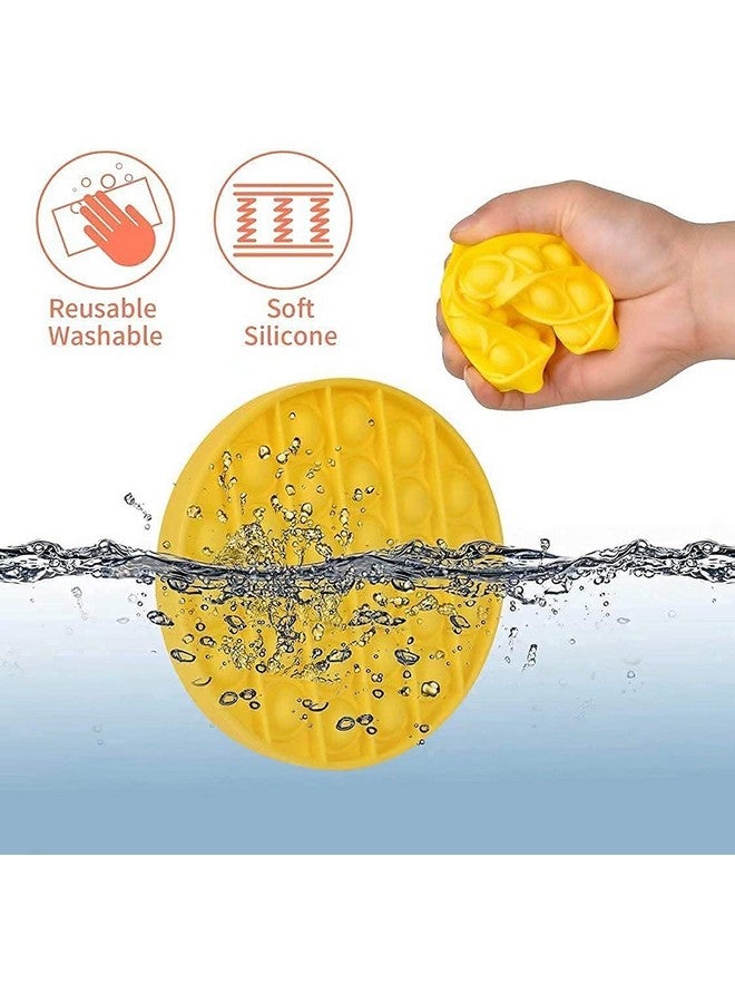 P-Plus International 3PC Push pop pop Bubble Sensory Fidget Toy Autism Special Needs Stress Reliever,Squeeze Sensory Toy, for Kids, Family,and Friends (Round Green+Purple+Yellow) - Image 2