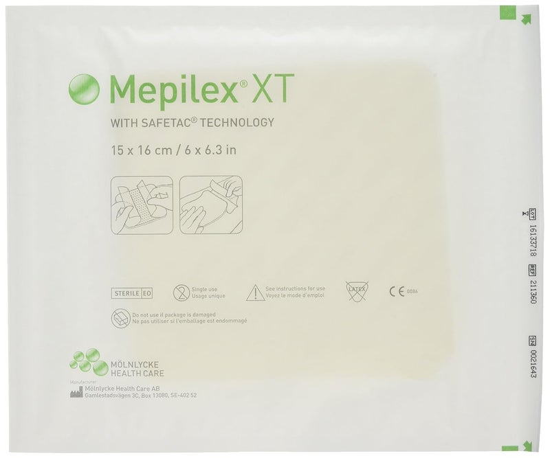 Mepilex ضمادة ميبليكس 211360 المتخصصة من الرغوة السيليكونية بدون حدود 15 سم × 16 سم عبوة من 5 - Image 1