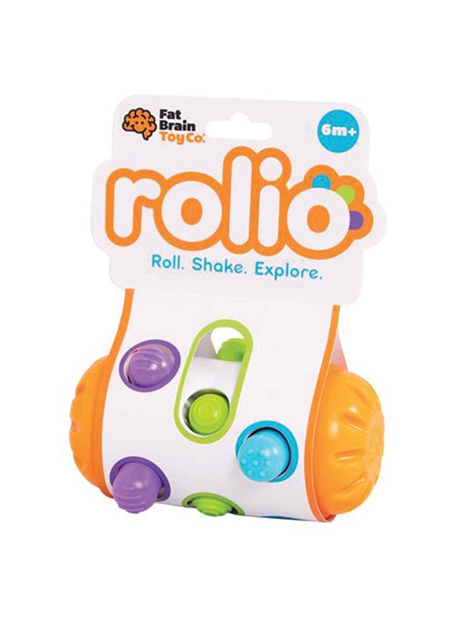 Fat Brain Toys Rolio - Sensory Tummy Time and Rattle Toy for Babies Ages 6 Months+
