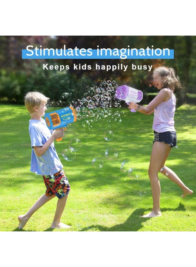 ARGT Bubble Machine Gun, Bubble Gun with Lights, Bubble Solution, 69 Holes Bubbles Machine for Kids Adults, Summer Toy Gift for Outdoor Indoor Birthday Wedding Party - Blue Bubble Makers - Image 5