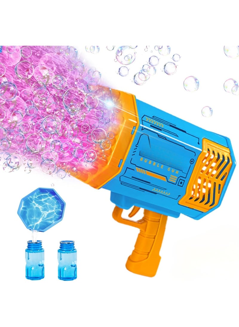ARGT Bubble Machine Gun, Bubble Gun with Lights, Bubble Solution, 69 Holes Bubbles Machine for Kids Adults, Summer Toy Gift for Outdoor Indoor Birthday Wedding Party - Blue Bubble Makers - Image 1