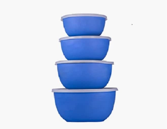 ATEVON Blue Euro Bowl Set Set of 4 Plain Design Stylish and Durable for Everyday Use Perfect for Serving Dining and Entertaining - Image 1
