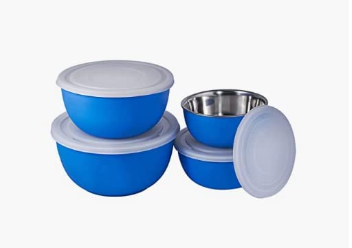 ATEVON Blue Euro Bowl Set Set of 4 Plain Design Stylish and Durable for Everyday Use Perfect for Serving Dining and Entertaining - Image 3