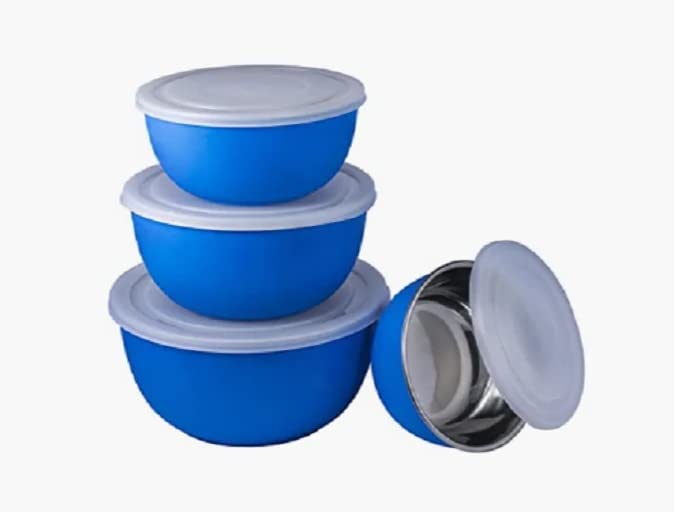 ATEVON Blue Euro Bowl Set Set of 4 Plain Design Stylish and Durable for Everyday Use Perfect for Serving Dining and Entertaining - Image 2