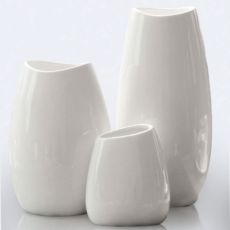hjn Ceramic Vase Set of 3 White Flower Vase for Home Decor Modern Decorative Vases for FlowersIdeal Shelf DecorTableLiving RoomKitchenOfficeWhite