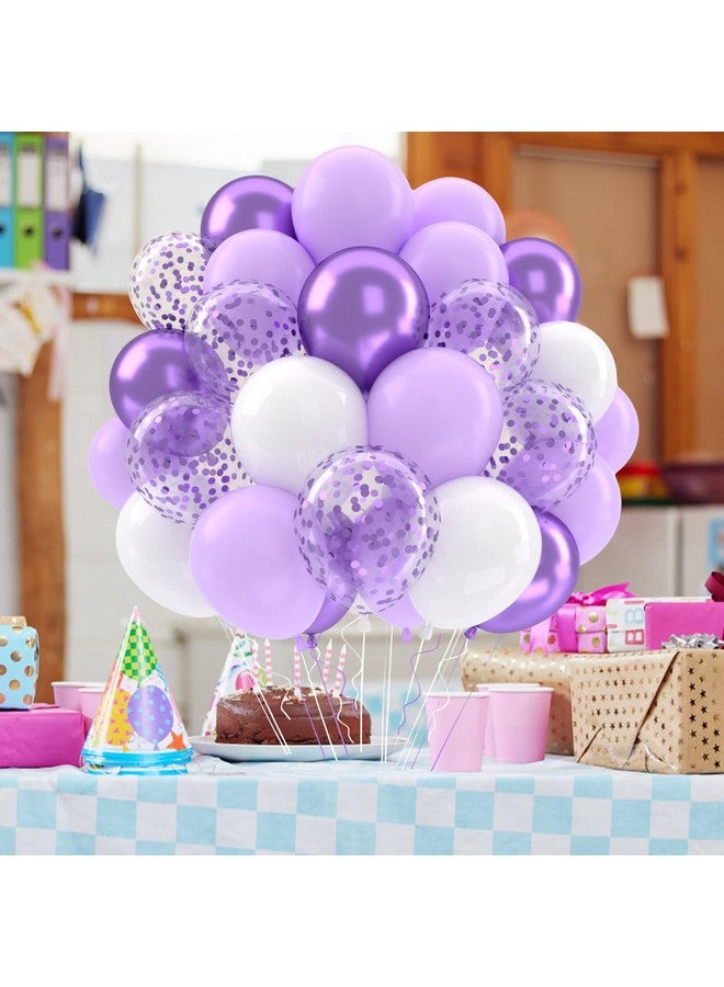 باتيمات مجموعة بالونات أرجوانية لافندر، 50 قطعة 12 بوصة من بالونات اللاتكس المعدنية أرجوانية لافندر فاتحة أرجوانية أرجوانية لزينة حفلات أعياد الميلاد وحفلات استقبال المولود وحفلات الزفاف - Image 5