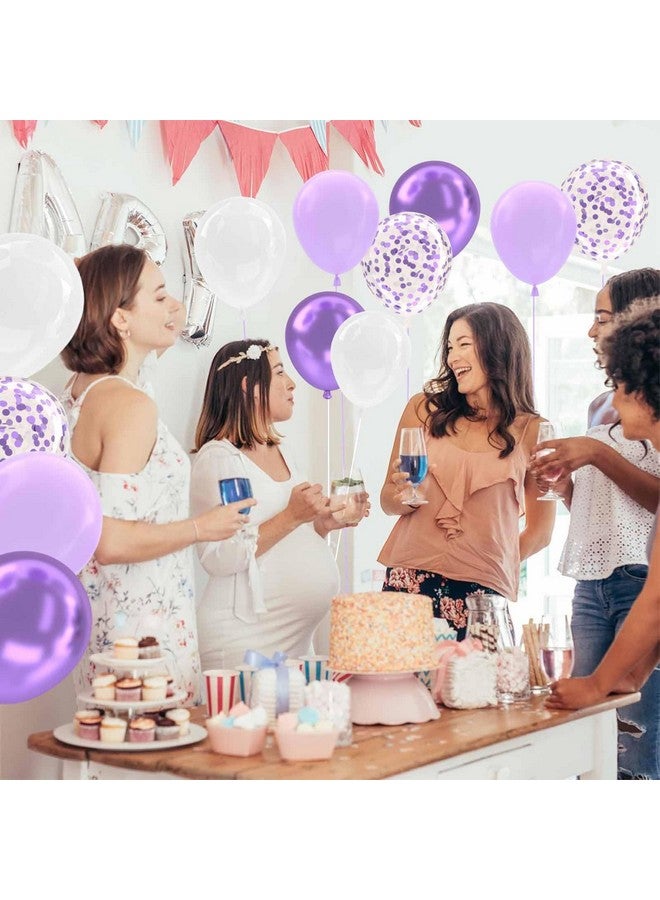 باتيمات مجموعة بالونات أرجوانية لافندر، 50 قطعة 12 بوصة من بالونات اللاتكس المعدنية أرجوانية لافندر فاتحة أرجوانية أرجوانية لزينة حفلات أعياد الميلاد وحفلات استقبال المولود وحفلات الزفاف - Image 2