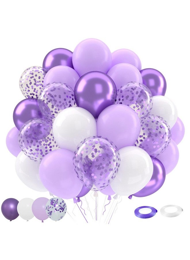 باتيمات مجموعة بالونات أرجوانية لافندر، 50 قطعة 12 بوصة من بالونات اللاتكس المعدنية أرجوانية لافندر فاتحة أرجوانية أرجوانية لزينة حفلات أعياد الميلاد وحفلات استقبال المولود وحفلات الزفاف - Image 1
