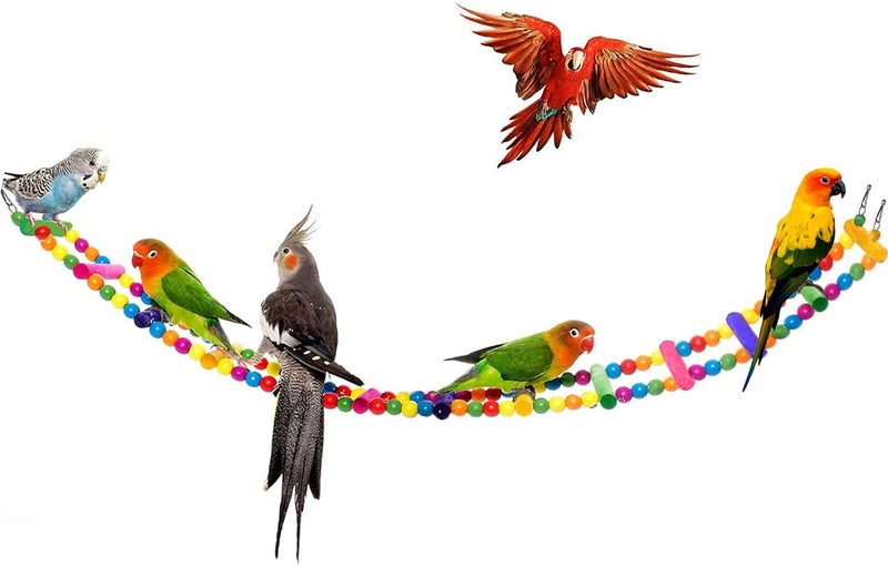 SunGrow Bird Ladder Bridge, 31x4 Inches, Raw Wood and Edible Dye, Suitable for Small to Medium Birds, 1 Piece - Image 1