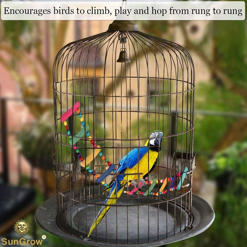 SunGrow Bird Ladder Bridge, 31x4 Inches, Raw Wood and Edible Dye, Suitable for Small to Medium Birds, 1 Piece - Image 3