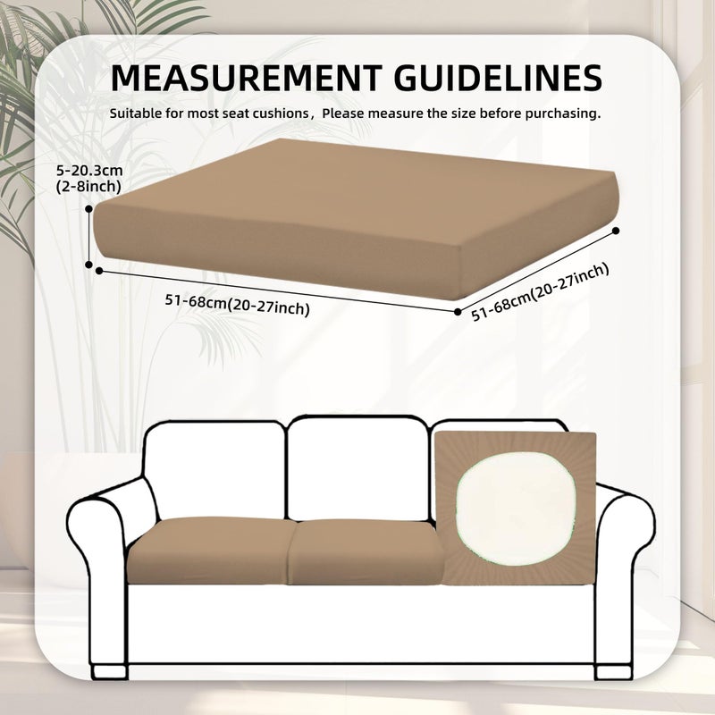 BIETYONE 8Pcs Stretch Patio Cushion Covers,Outdoor Couch Covers Replacement,Outdoor Couch & Sofa Slipcovers,for Patio Furniture Cushion Covers,Washable Reusable Furniture Protector (Khaki, Cover Only) - Image 2