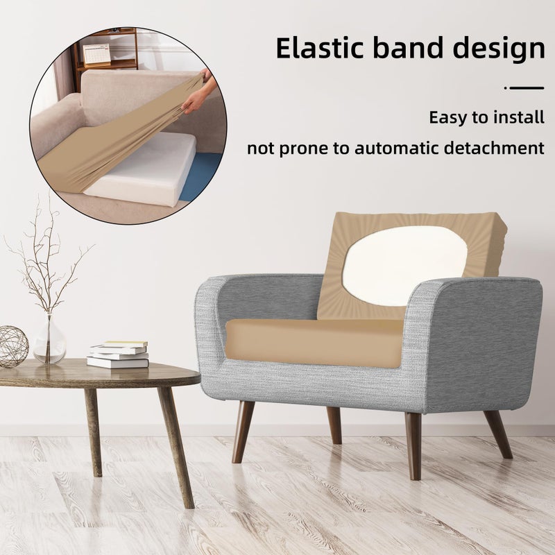 BIETYONE 8Pcs Stretch Patio Cushion Covers,Outdoor Couch Covers Replacement,Outdoor Couch & Sofa Slipcovers,for Patio Furniture Cushion Covers,Washable Reusable Furniture Protector (Khaki, Cover Only) - Image 5
