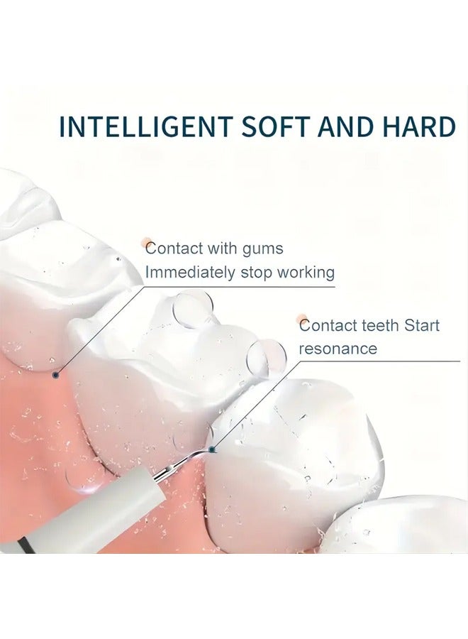 مزيل البلاك للأسنان، منظف أسنان بالموجات فوق الصوتية مع 3 أوضاع، أدوات طب الأسنان لإزالة الجير والبقع، مجموعة تنظيف الأسنان الكهربائية مع رأسين نظيفين ومرآة أسنان - Image 2