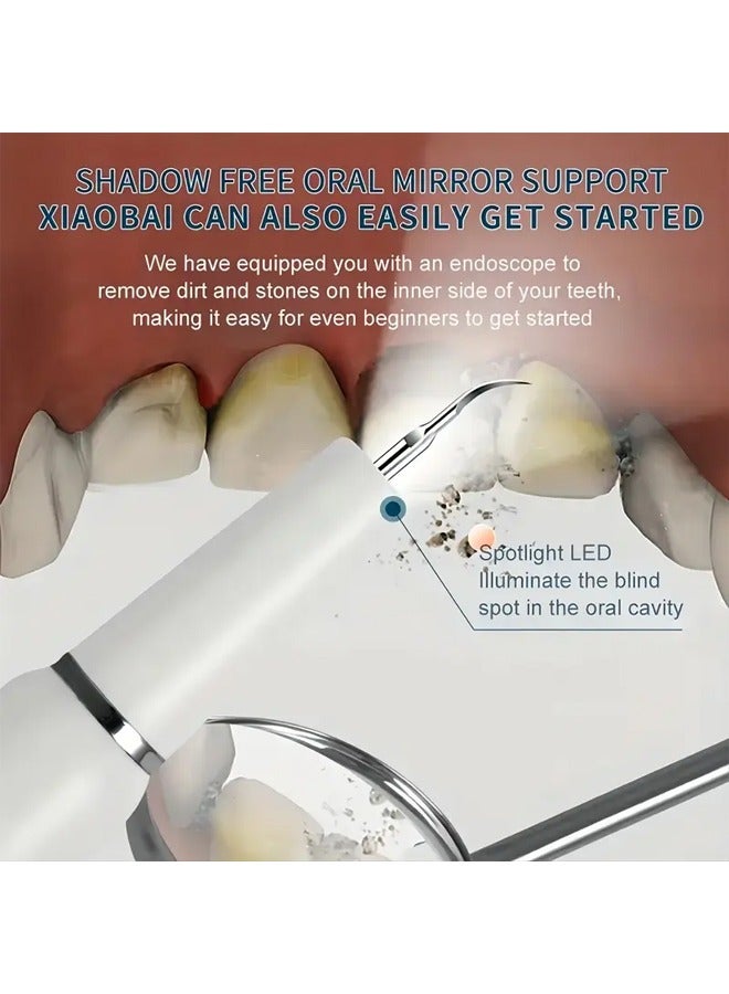 مزيل البلاك للأسنان، منظف أسنان بالموجات فوق الصوتية مع 3 أوضاع، أدوات طب الأسنان لإزالة الجير والبقع، مجموعة تنظيف الأسنان الكهربائية مع رأسين نظيفين ومرآة أسنان - Image 4